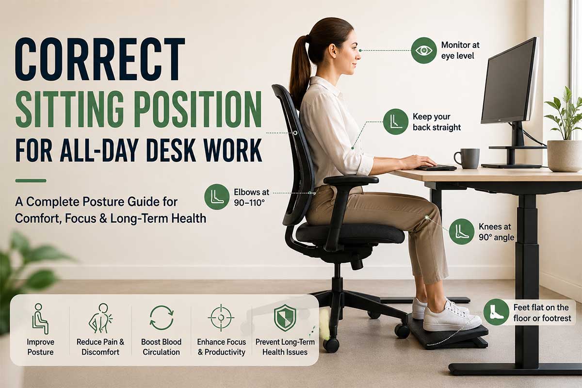 Correct Sitting Position for All-Day Desk Work at an Ergonomic Desk